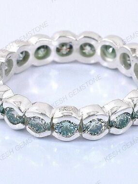 Sterling Silver Ice Blue Natural Diamond Ring 2 ct Size 10